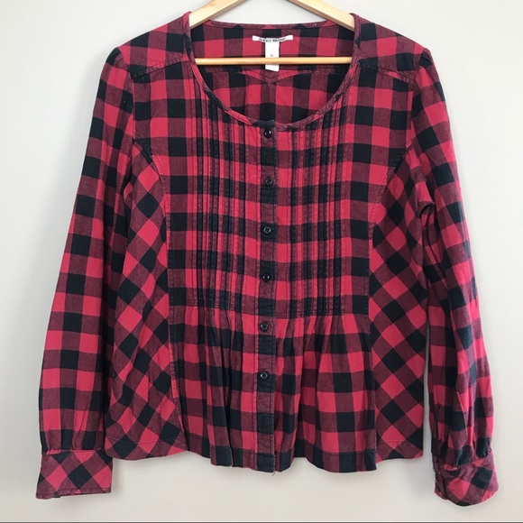 Lucky Brand Tops - Lucky Brand Buffalo Check Baby Doll Button Down L